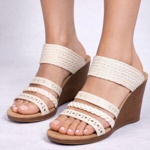 Jellypop Cream Woven Strap Wedge Sandals Memory Foam Size 8(B95)&✨